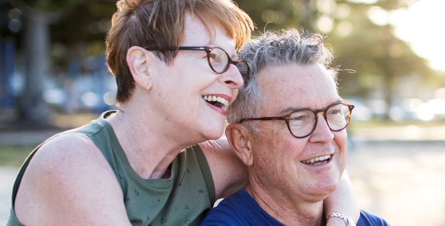 Older couple laughing together