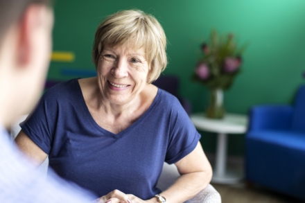 Smiling elderly cancer patient.