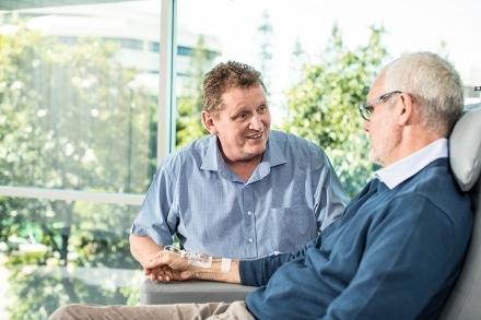 Cancer patient with oncologist