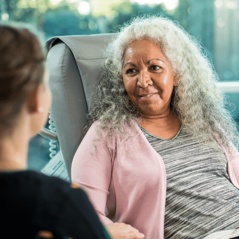 Icon Cancer Centre patient supported by a caring Icon Nurse